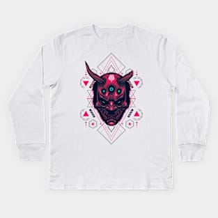 Devil face sacred geometry Kids Long Sleeve T-Shirt